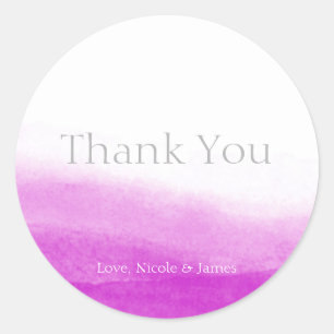 Sticker Rond Fuchsia Aquarelle Élégant Cadeau de Mariage Modern