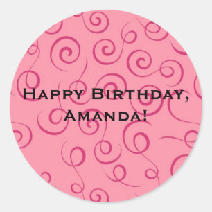 Sticker Rond Fuchsia sur la spirale rétro rose