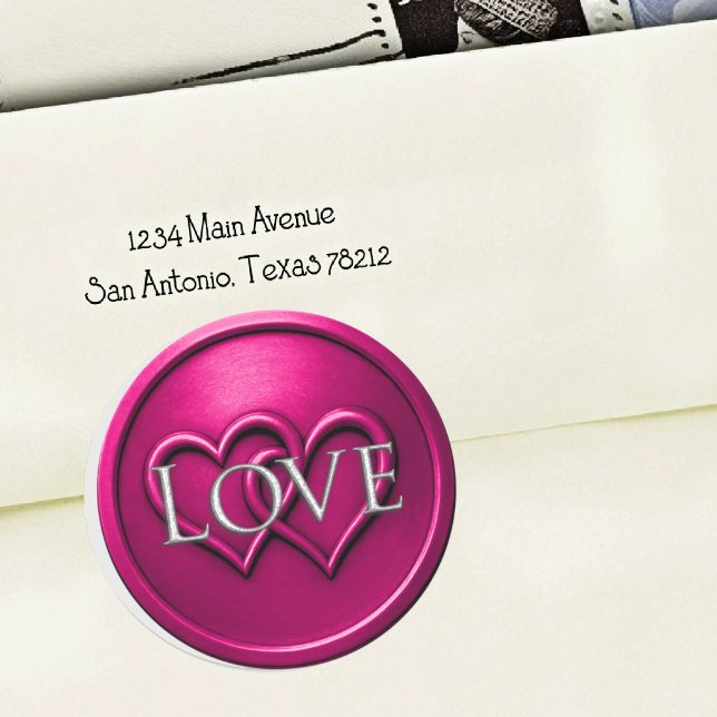 Sticker Rond Fuchsia  Two Hearts Intertwined Wedding (Créateur téléchargé)