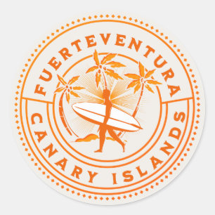 Sticker Rond Fuerteventura Canary Islands Surf Souvenir