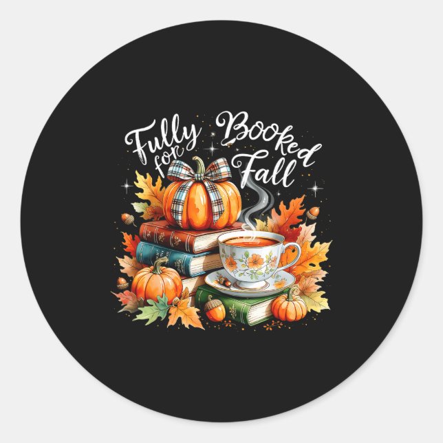 Sticker Rond Fully Booked For Fall Cozy Autumn Reading Gift  (Devant)