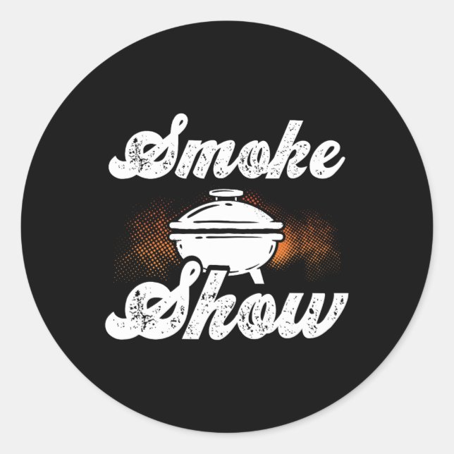 Sticker Rond Fumée - Grillades Fumeur Cuisine Viande Bbq Gril (Devant)