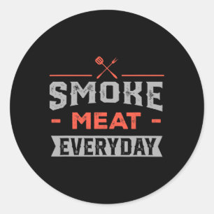 Sticker Rond Fumer Viande Tous Les Jours Barbecue Nourriture Rb