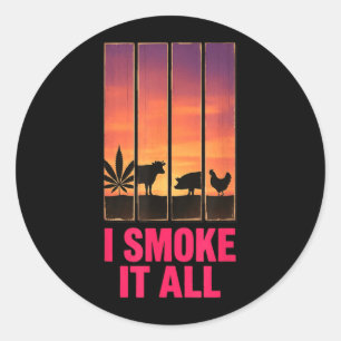 Sticker Rond Fumeur de beu Fumeur de viande Humour Conception B