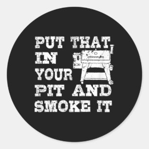 Sticker Rond Fumeur De Pellet Drôle Grill Cadeau Barbecue Pour