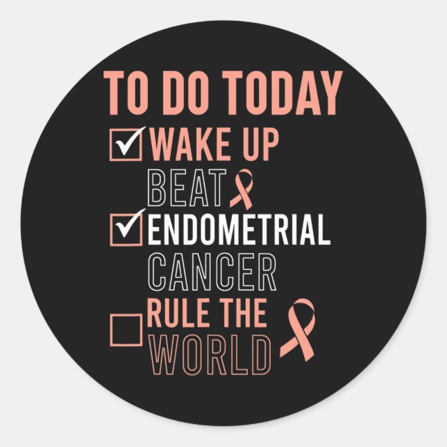 Sticker Rond Fun Beat Endometrial Cancer Rule the World - Survi (Devant)