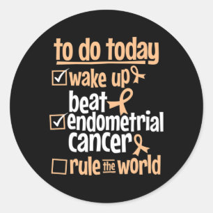 Sticker Rond Fun Beat Endometrial Cancer Rule The World - Survi