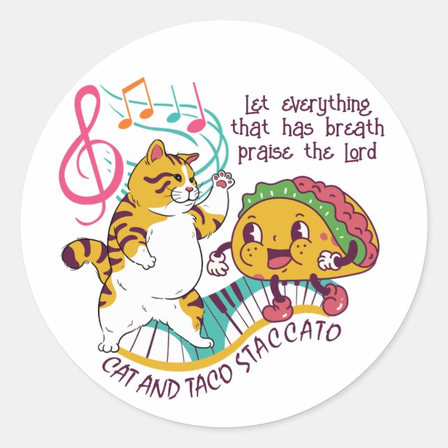 Sticker Rond Fun CAT TACO STACCATO Christian (Devant)