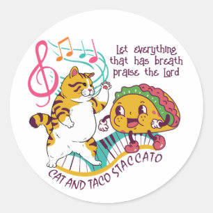 Sticker Rond Fun CAT TACO STACCATO Christian