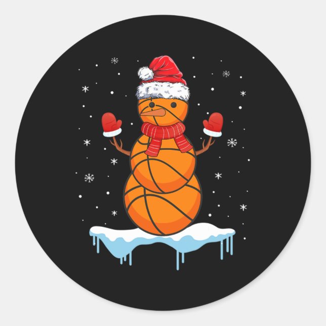 Sticker Rond Fun Christmas Basket Père Noël Snowman (Devant)