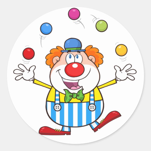 Sticker Rond Fun Circus Clown Jongler des balles (Devant)