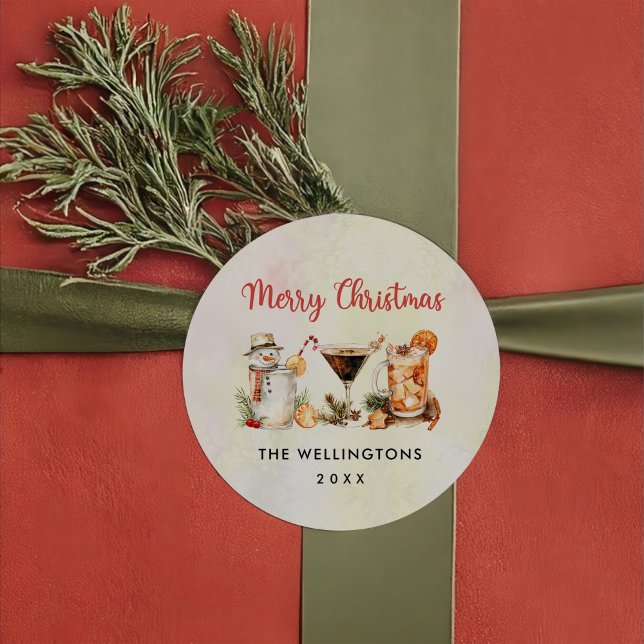 Sticker Rond Fun Colorful Noël Cocktail Party (Créateur téléchargé)