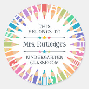 Sticker Rond Fun Coloured Pcrils propriété Teacher's Classroom