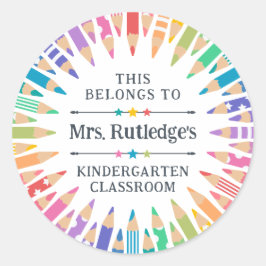 Sticker Rond Fun Coloured Pcrils propriété Teacher's Classroom