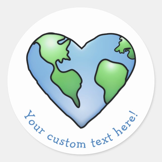 Sticker Rond Fun Earth Heart ombragé style de dessin (Devant)