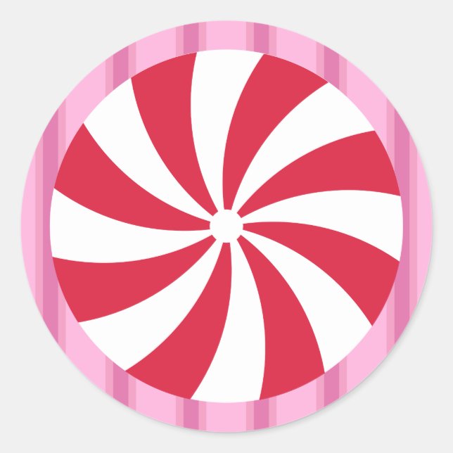 Sticker Rond Fun et Fancy rose Noël Peppermenthe bonbon (Devant)