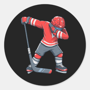 Sticker Rond Fun Garçon Enfant Hockey sur glace Dab Vêtement