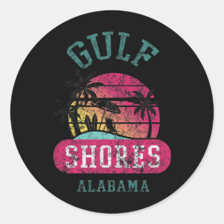 Sticker Rond Fun Gulf Shorts Vintage Distressed Alabama Beach N