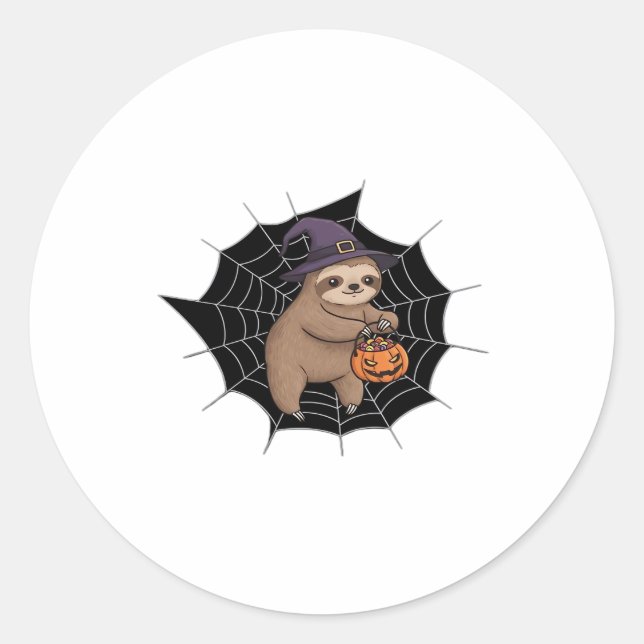 Sticker Rond Fun Halloween Sloth éffrayant - Joli Trick-or-Trea (Devant)
