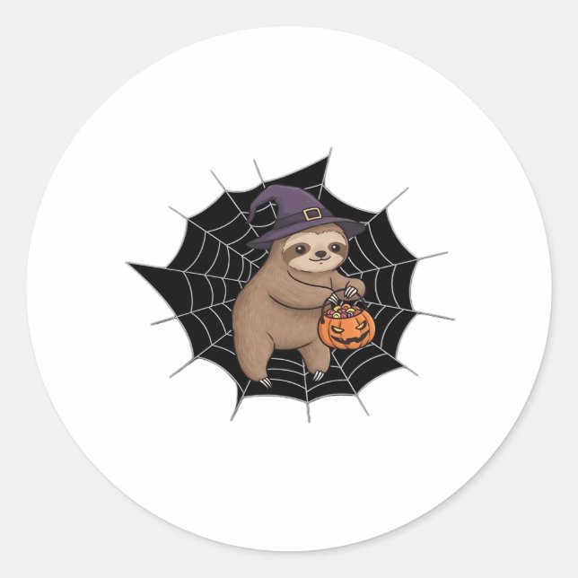 Sticker Rond Fun Halloween Sloth éffrayant - Joli Trick-or-Trea (Devant)
