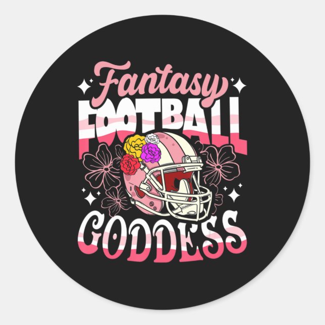 Sticker Rond Fun Imaginaire Football Déesse Casque Fleur Femme (Devant)