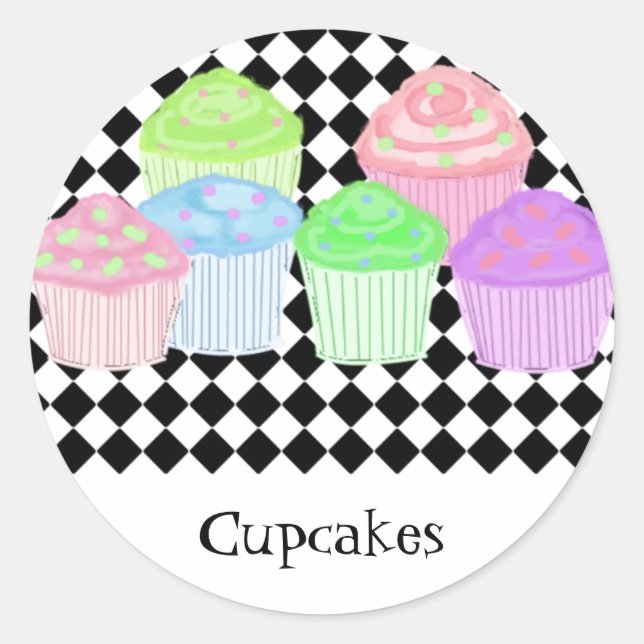 Sticker Rond Fun Pastel Cupcakes (Devant)
