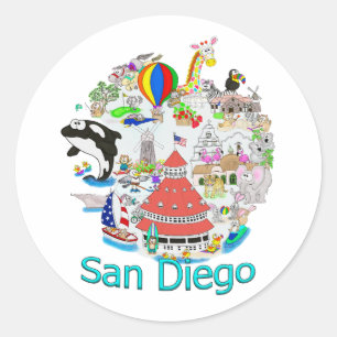 Sticker Rond Fun San Diego California