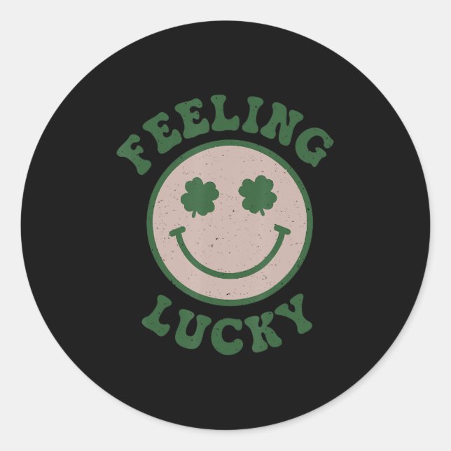 Sticker Rond Fun St Patrick Day Feed Lucky Smile Face Meme (Devant)