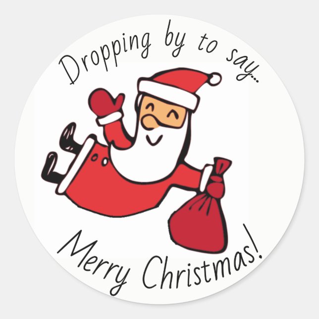 Sticker Rond Fun Tumbling Père Noël voeux de Noël (Devant)