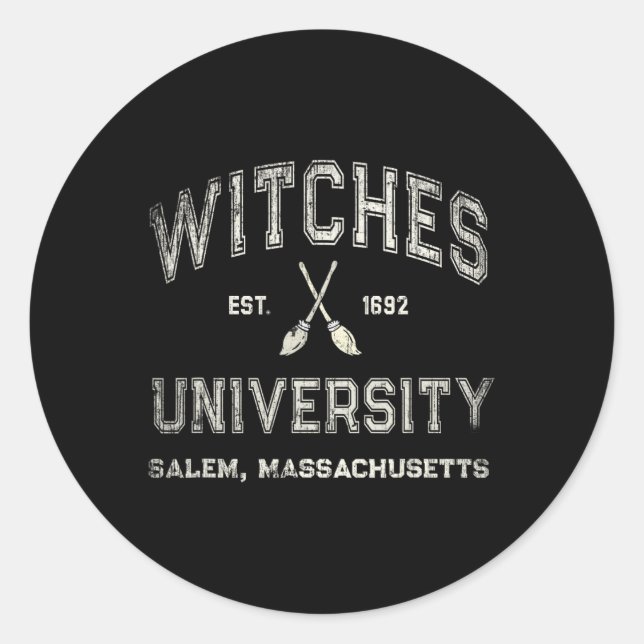Sticker Rond Fun Wiccan Witts Université Salem Machusetts avec (Devant)