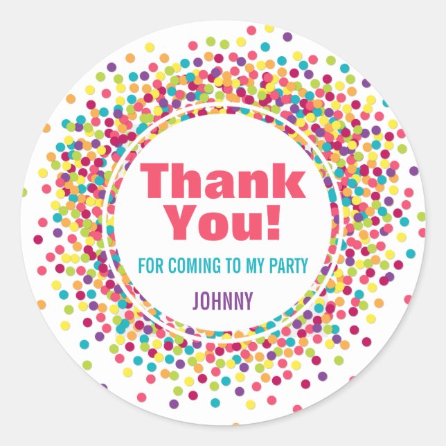 Sticker Rond Funfetti Merci Favoriser (Devant)