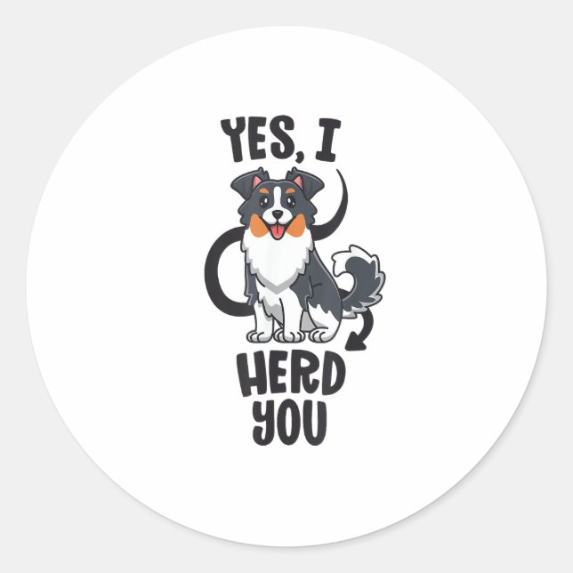 Sticker Rond Funky Australian Shepherd Maman Cadeaux Aussie Oui (Devant)