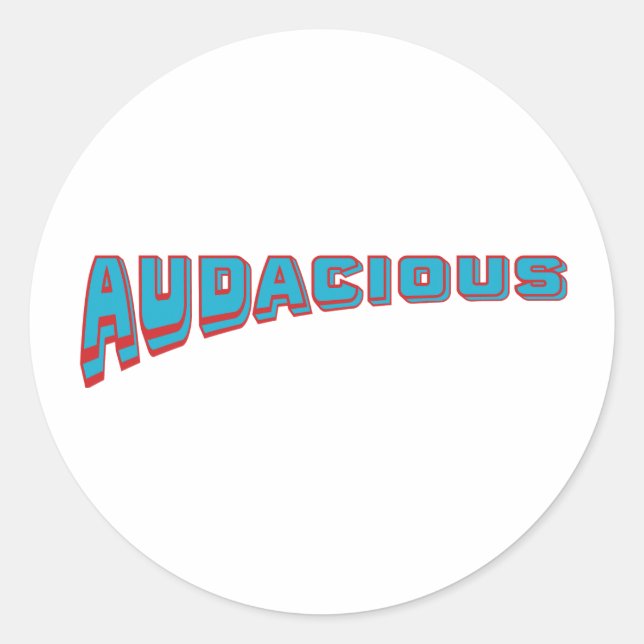 Sticker Rond Funky Blue/Red Vocabulary-Audacious Retro Style (Devant)