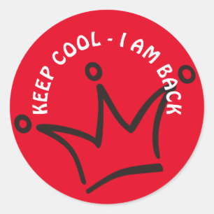 Sticker Rond Funky Crown noir & KEEP COOL + votre texte