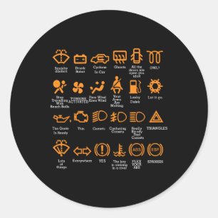 Sticker Rond Funky Dashboard Icônes Café Mug Car Guy Car Lover