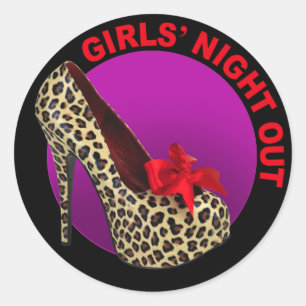Sticker Rond Funky Leopard Stiletto Girls Night Out