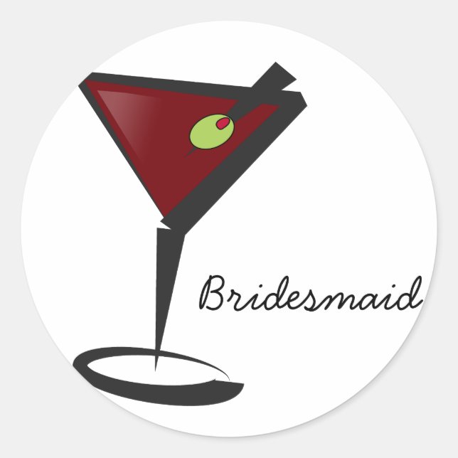 Sticker Rond Funky martini Fun Bridesmaid Faveurs (Devant)