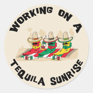 Sticker Rond Funky Mexicaine Tequila Sunrise