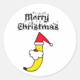 Sticker Rond Funky Père Noël Banana Joyeux Noël