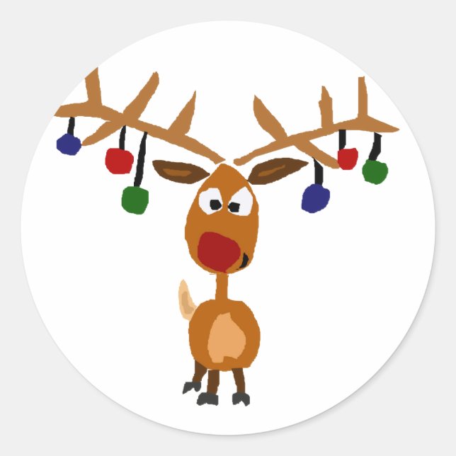 Sticker Rond Funky Red Nosed reiner Art de Noël (Devant)