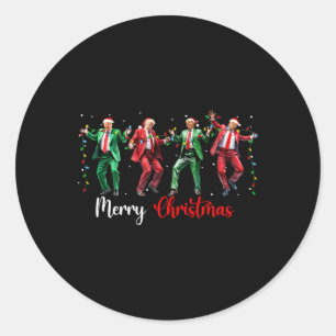 Sticker Rond Funky Trump Dance Père Noël Joyeux Noël Paja
