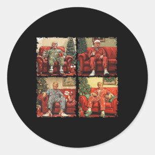 Sticker Rond Funky Trump Père Noël Noël Noël Noël Noël Noël Pyj