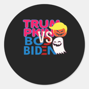 Sticker Rond Funky Trumpkin Vs Boo Biden Classe Design Hallowee