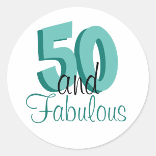 Sticker Rond Funky Turquoise 50 et Fabulous Birthday