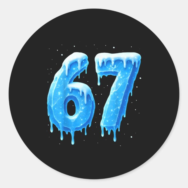 Sticker Rond Funny 67 Drip Cold Ice Winter Season Six Seven Sno (Devant)