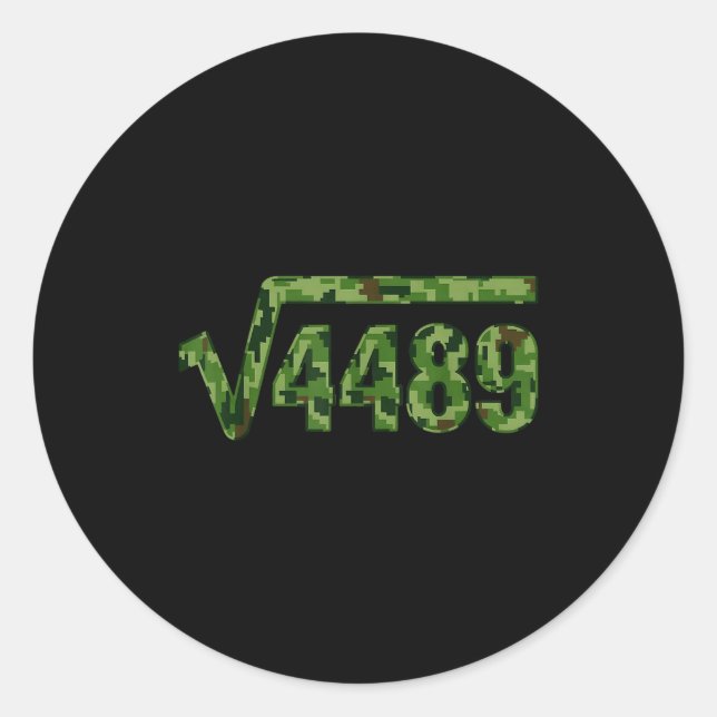 Sticker Rond Funny 67 Tendance Racine carrée 4489 Camo Tee  (Devant)