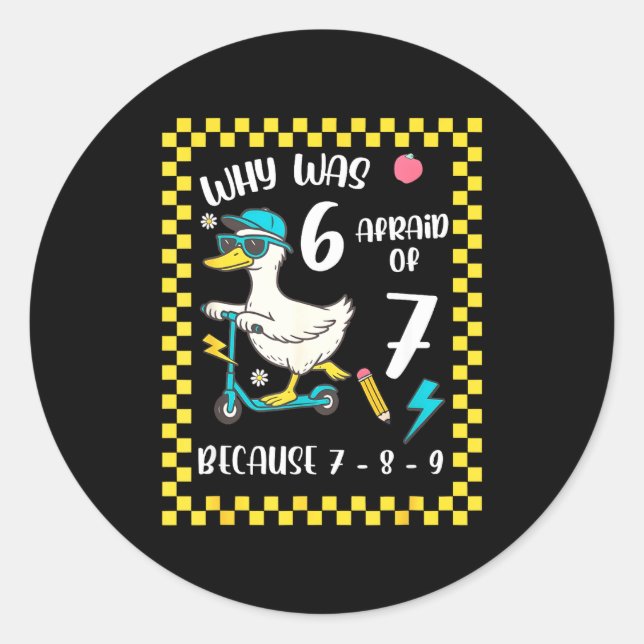 Sticker Rond Funny 6 Afraid Of 7 Silly Goose Six Seven 67 Meme  (Devant)