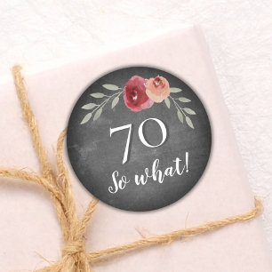 Sticker Rond Funny 70 Alors quel tableau noir Floral 70e annive