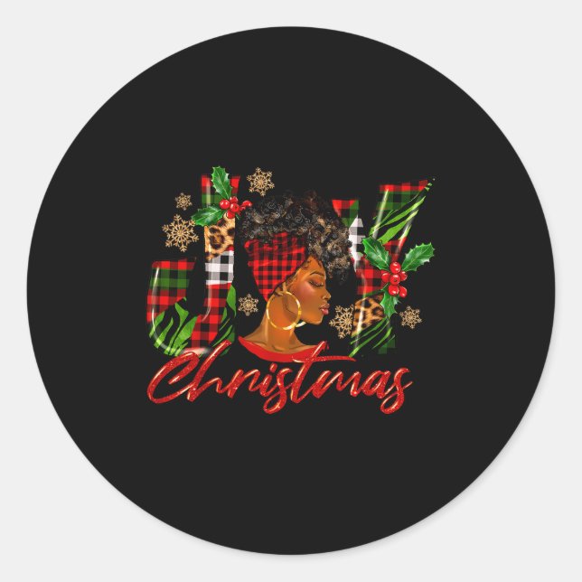 Sticker Rond Funny African American Joy Christmas Black Woman A (Devant)