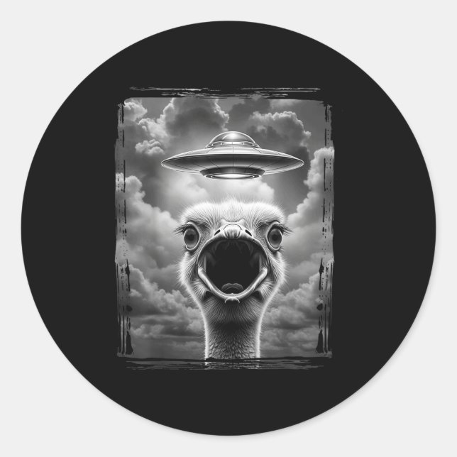 Sticker Rond Funny Alien Turkey Ufo Selfie Thanksgiving Meme  (Devant)